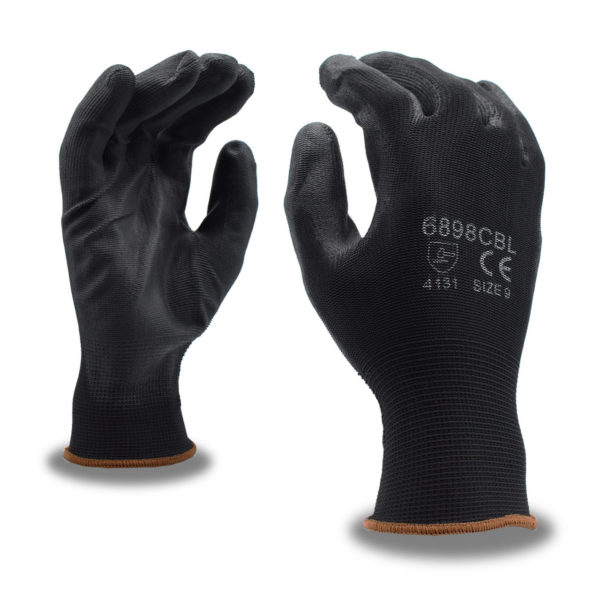 6898CB 13 gauge, Black Polyester Shell, PU palm